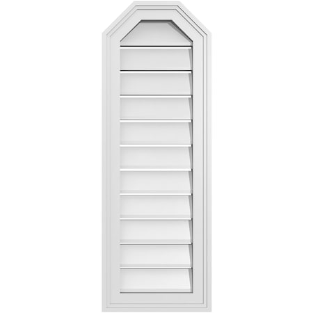 Ekena Millwork Octagonal Top Surface Mount PVC Gable Vent w/ 2"W x 1-1/2"P Brickmould Frame, 12"W x 34"H GVPOT12X3402SF